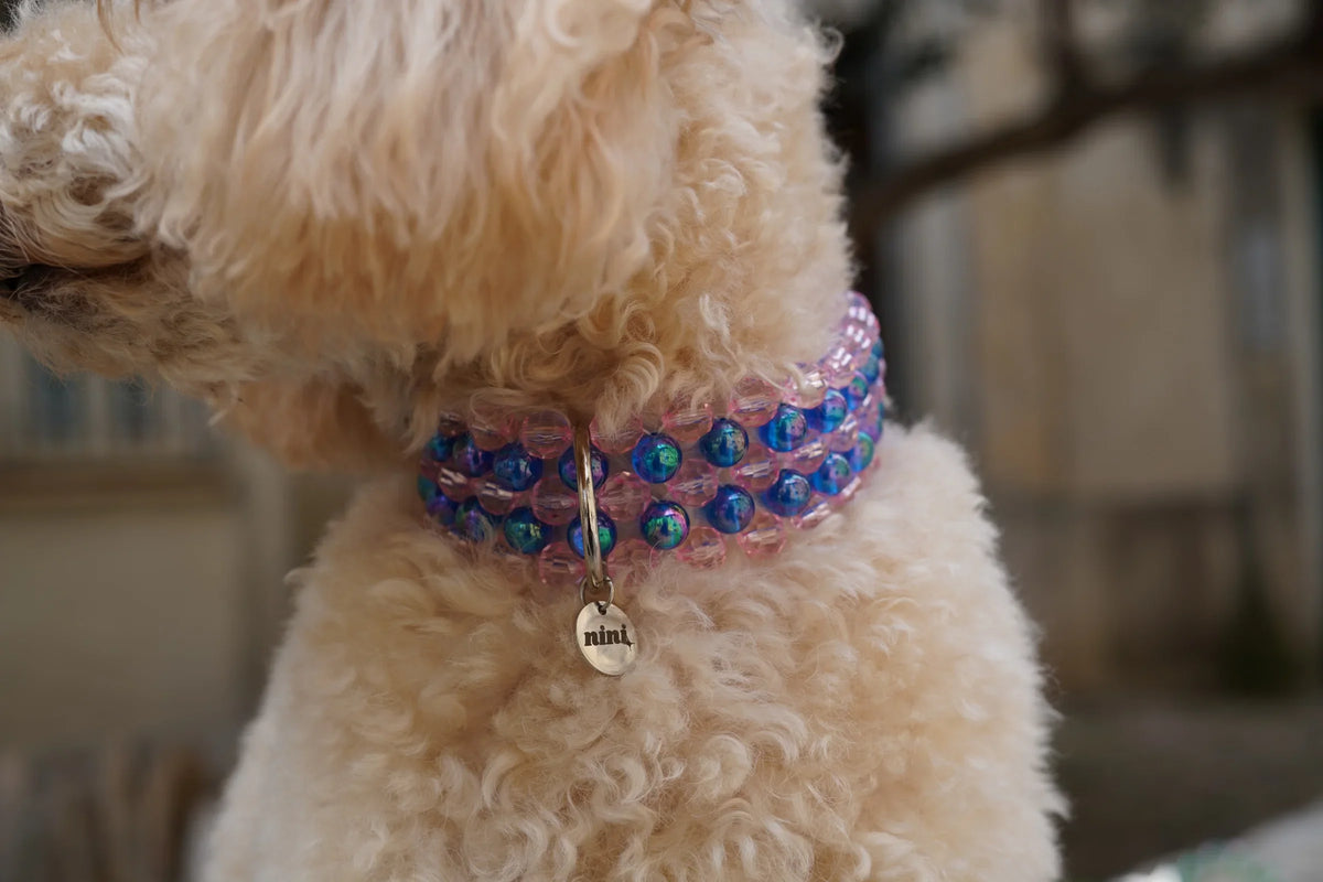 Collier perles bleu & rose - Chez Eddy x Ninidogs