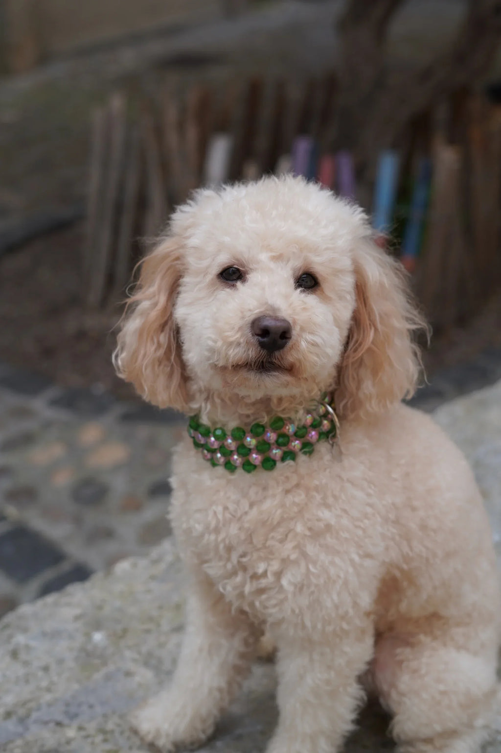 Collier perles vert & rose - Ninidogs