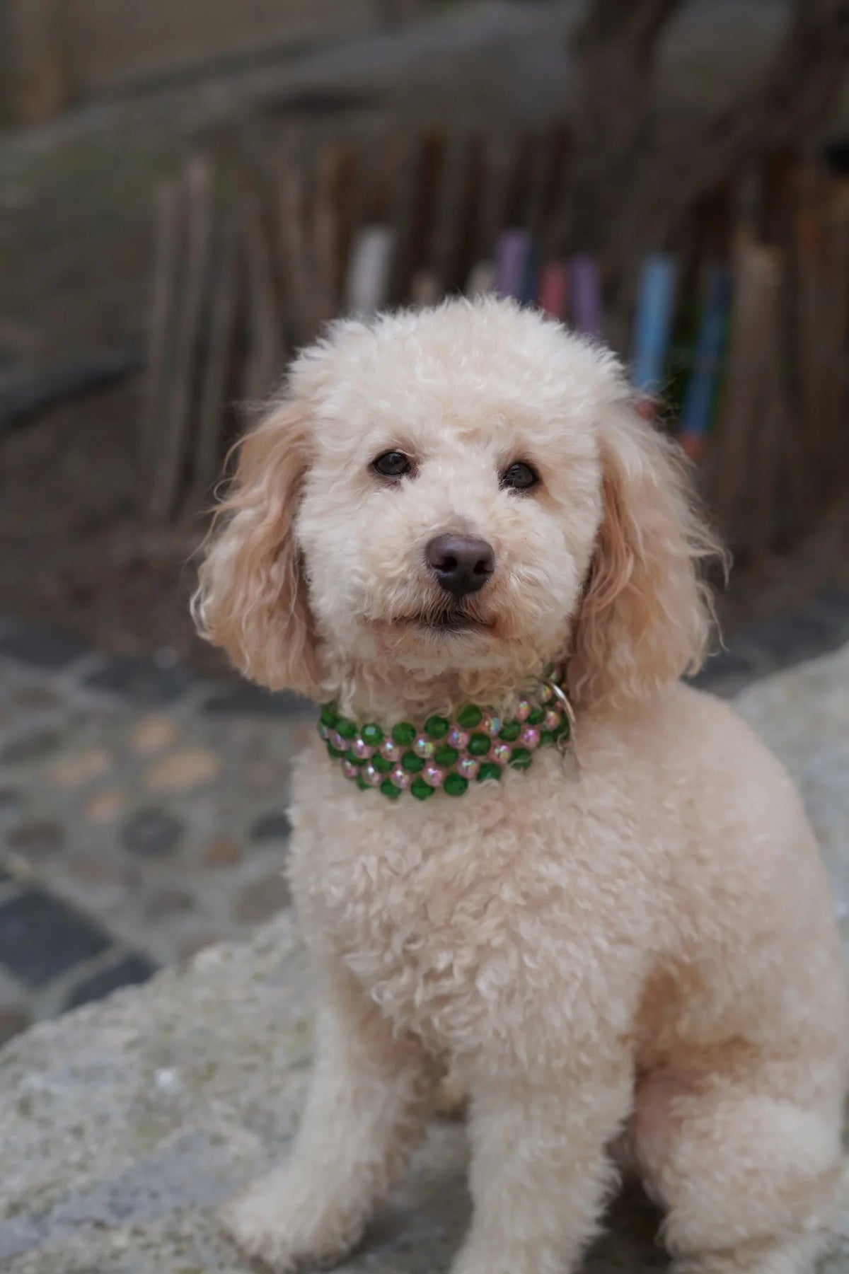 Collier perles vert & rose - Ninidogs